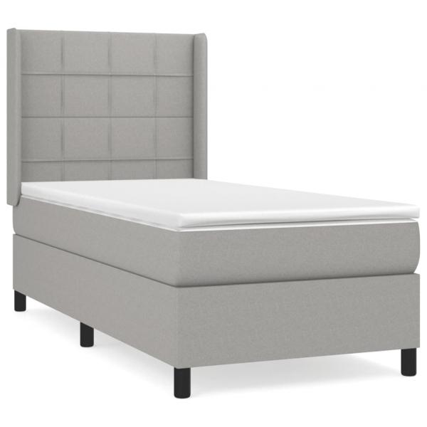 Boxspringbett mit Matratze Hellgrau 90x190 cm Stoff