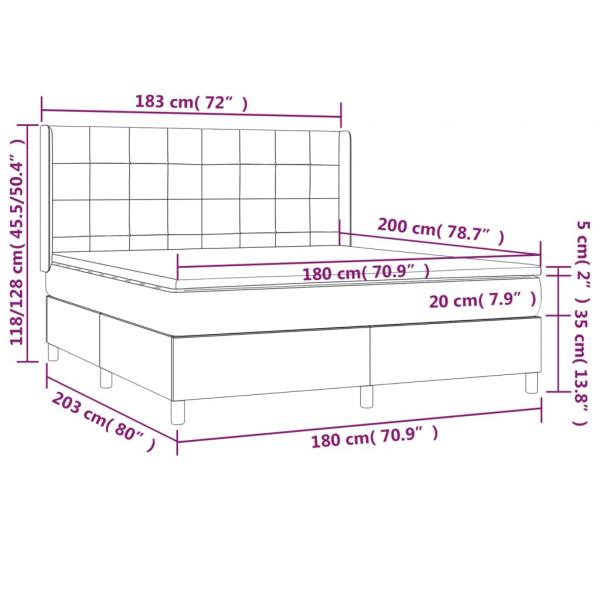 Boxspringbett mit Matratze Hellgrau 180x200 cm Stoff