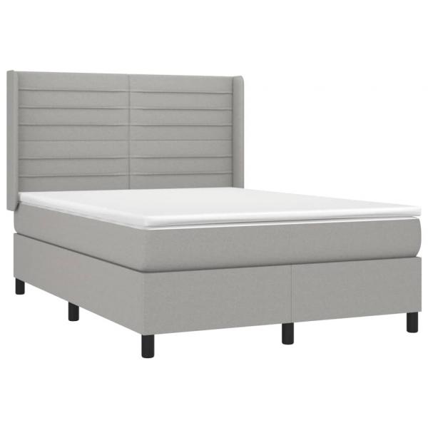 Boxspringbett mit Matratze Hellgrau 140x200 cm Stoff