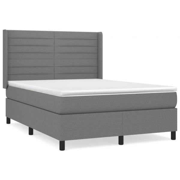 Boxspringbett mit Matratze Dunkelgrau 140x200 cm Stoff