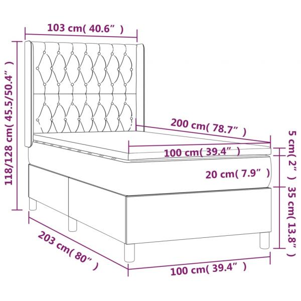 Boxspringbett mit Matratze Dunkelgrau 100x200 cm Stoff