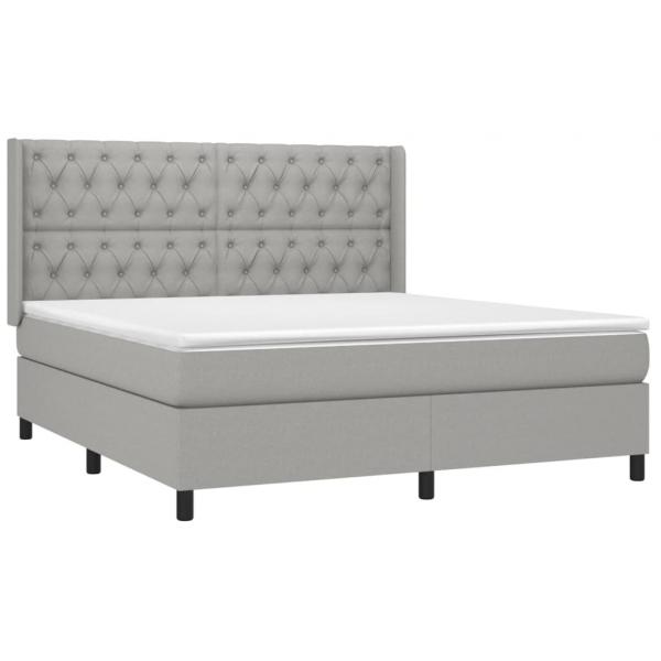 Boxspringbett mit Matratze Hellgrau 160x200 cm Stoff