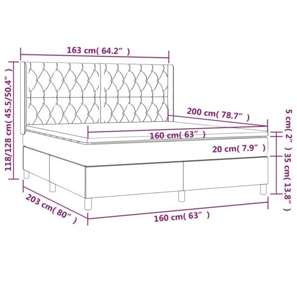 Boxspringbett mit Matratze Schwarz 160x200 cm Stoff