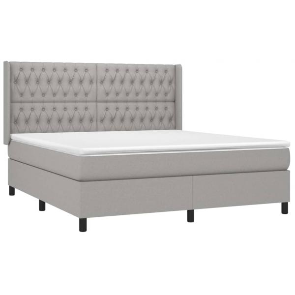 Boxspringbett mit Matratze Hellgrau 180x200 cm Stoff