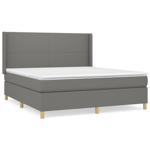 Boxspringbett mit Matratze Dunkelgrau 180x200 cm Stoff