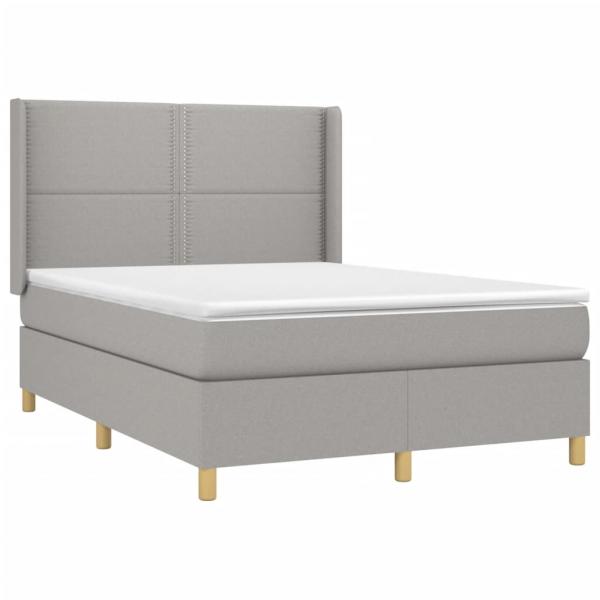 Boxspringbett mit Matratze Hellgrau 140x200 cm Stoff