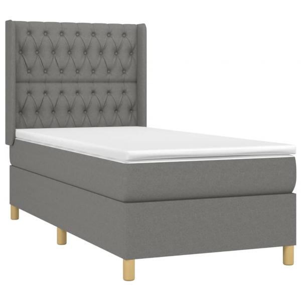 Boxspringbett mit Matratze Dunkelgrau 90x200 cm Stoff