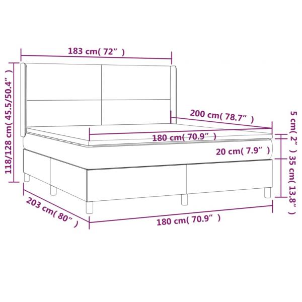 Boxspringbett mit Matratze Dunkelgrau 180x200 cm Samt