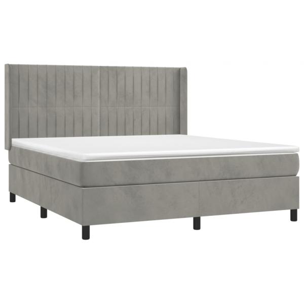 Boxspringbett mit Matratze Hellgrau 160x200 cm Samt