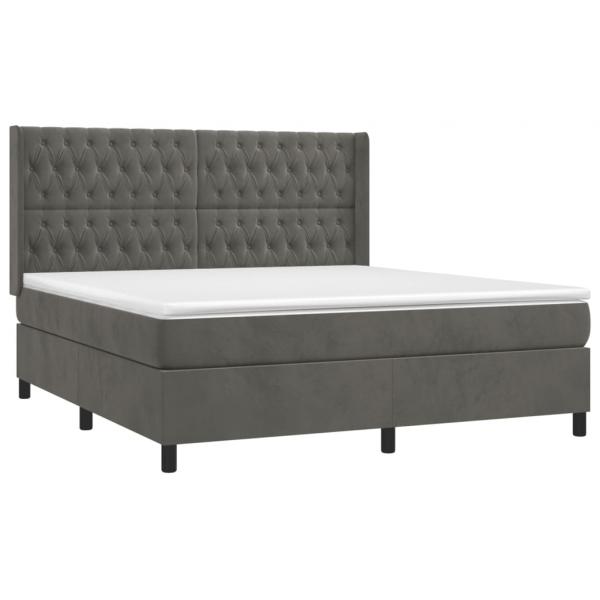 Boxspringbett mit Matratze Dunkelgrau 180x200 cm Samt