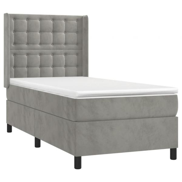 Boxspringbett mit Matratze Hellgrau 90x190 cm Samt