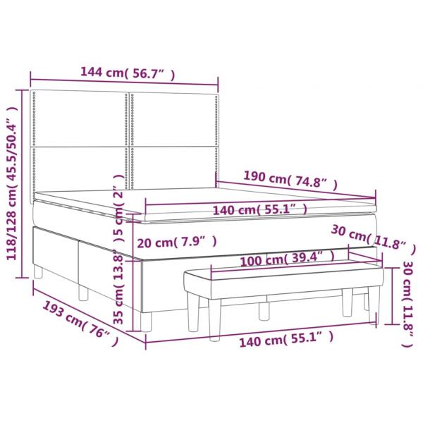 Boxspringbett mit Matratze Dunkelgrau 140x190 cm Stoff