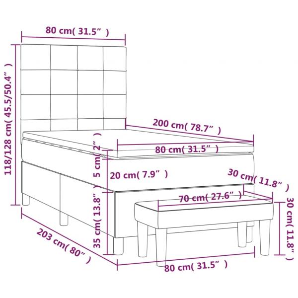 Boxspringbett mit Matratze Hellgrau 80x200 cm Stoff