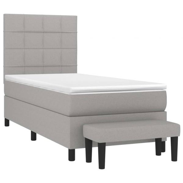 Boxspringbett mit Matratze Hellgrau 80x200 cm Stoff