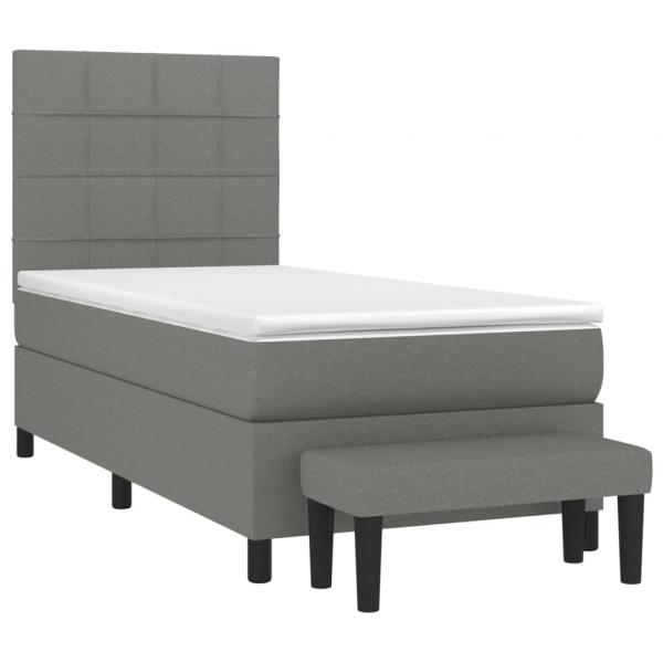 Boxspringbett mit Matratze Dunkelgrau 80x200 cm Stoff