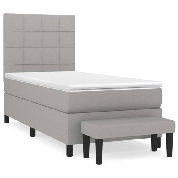 Boxspringbett mit Matratze Hellgrau 90x190 cm Stoff