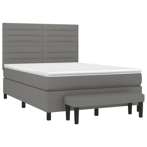 Boxspringbett mit Matratze Dunkelgrau 140x200 cm Stoff