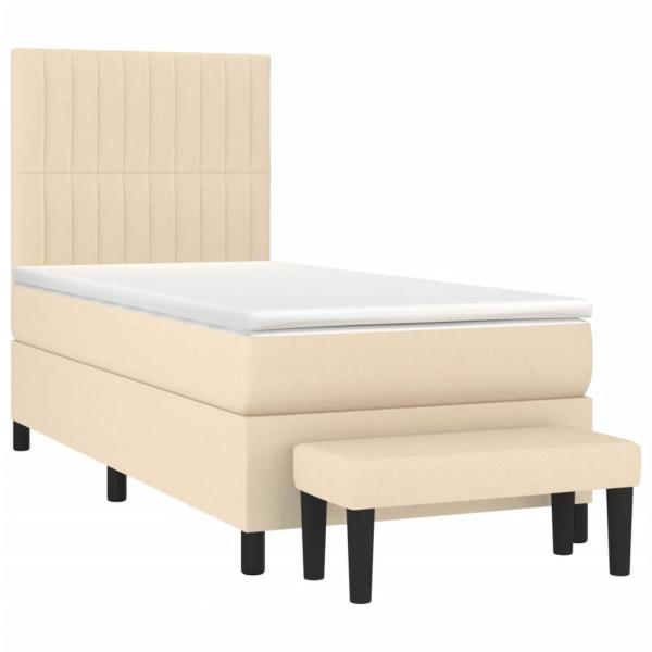 Boxspringbett mit Matratze Creme 90x190 cm Stoff