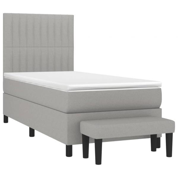 Boxspringbett mit Matratze Hellgrau 90x200 cm Stoff