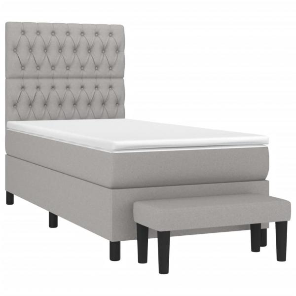 Boxspringbett mit Matratze Hellgrau 90x190 cm Stoff