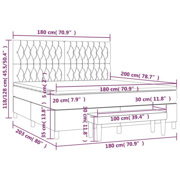 Boxspringbett mit Matratze Hellgrau 180x200 cm Stoff