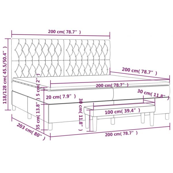 Boxspringbett mit Matratze Schwarz 200x200 cm Stoff