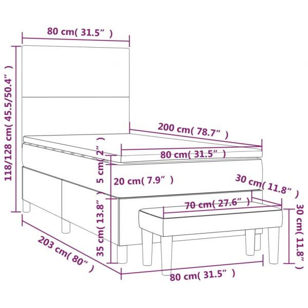 Boxspringbett mit Matratze Schwarz 80x200 cm Stoff