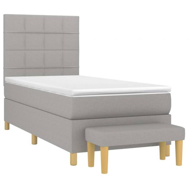 Boxspringbett mit Matratze Hellgrau 80x200 cm Stoff