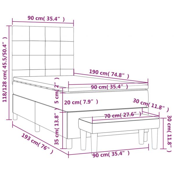 Boxspringbett mit Matratze Schwarz 90x190 cm Stoff