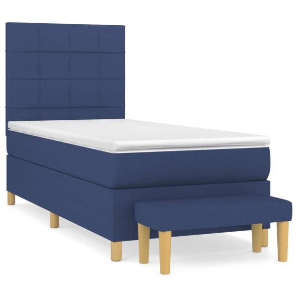 Boxspringbett mit Matratze Blau 90x190 cm Stoff