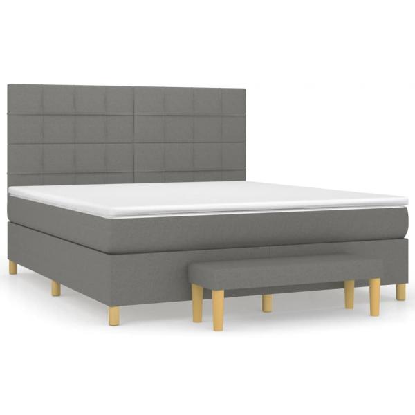 Boxspringbett mit Matratze Dunkelgrau 160x200 cm Stoff