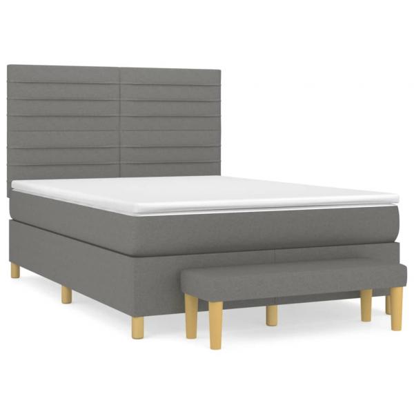 Boxspringbett mit Matratze Dunkelgrau 140x190 cm Stoff