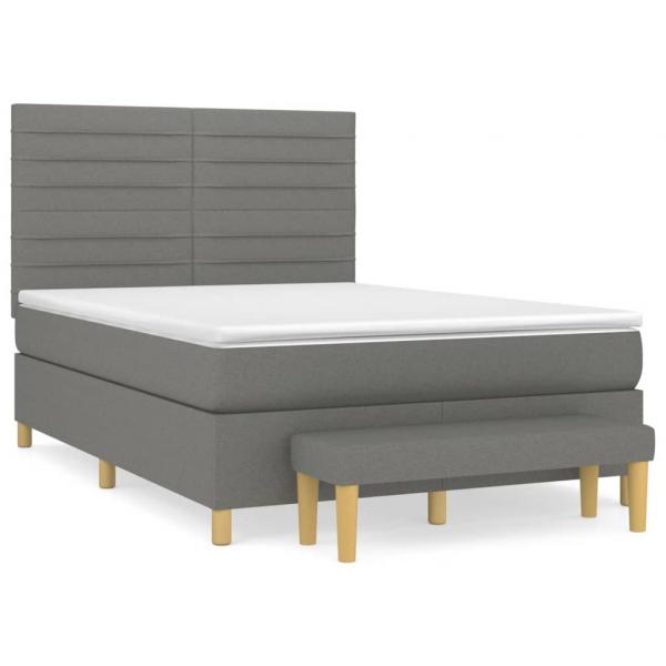 Boxspringbett mit Matratze Dunkelgrau 140x200 cm Stoff