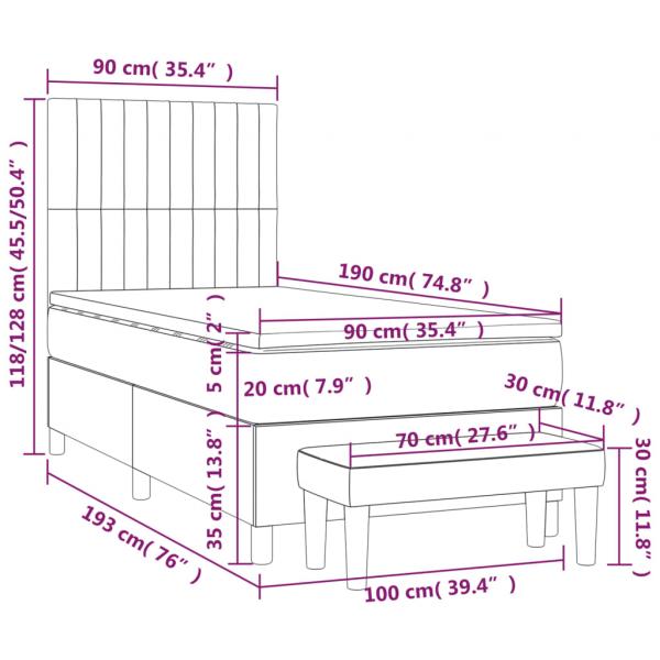 Boxspringbett mit Matratze Blau 90x190 cm Stoff