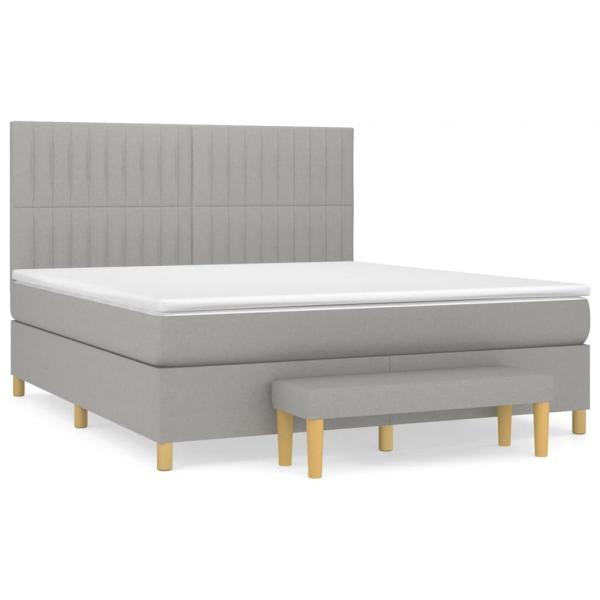 Boxspringbett mit Matratze Hellgrau 180x200 cm Stoff