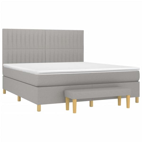 Boxspringbett mit Matratze Hellgrau 180x200 cm Stoff