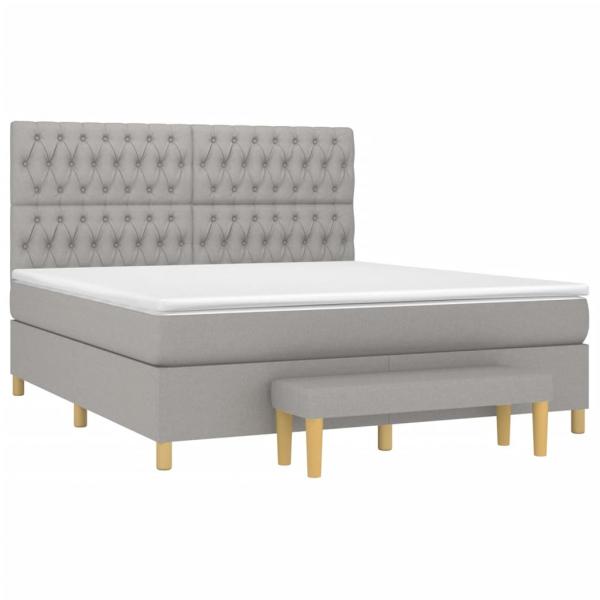 Boxspringbett mit Matratze Hellgrau 180x200 cm Stoff