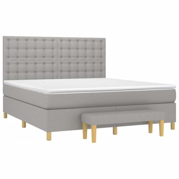 Boxspringbett mit Matratze Hellgrau 180x200 cm Stoff