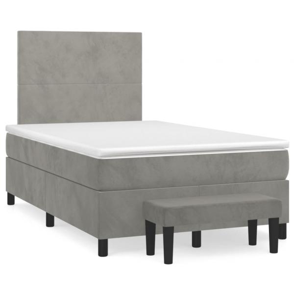 Boxspringbett mit Matratze Hellgrau 120x200 cm Samt