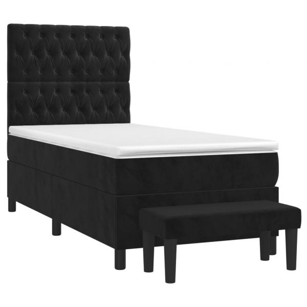 Boxspringbett mit Matratze Schwarz 90x190 cm Samt