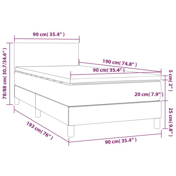 Boxspringbett mit Matratze Dunkelgrau 90x190 cm Stoff