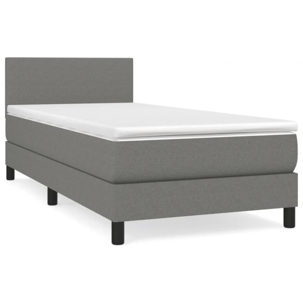 Boxspringbett mit Matratze Dunkelgrau 90x200 cm Stoff