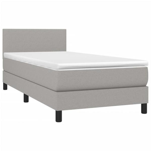 Boxspringbett mit Matratze Hellgrau 100x200 cm Stoff