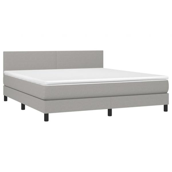 Boxspringbett mit Matratze Hellgrau 160x200 cm Stoff