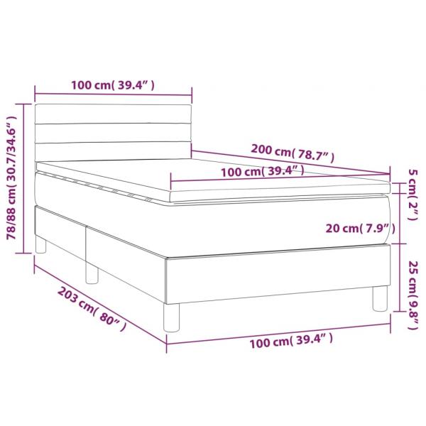 Boxspringbett mit Matratze Hellgrau 100x200 cm Stoff