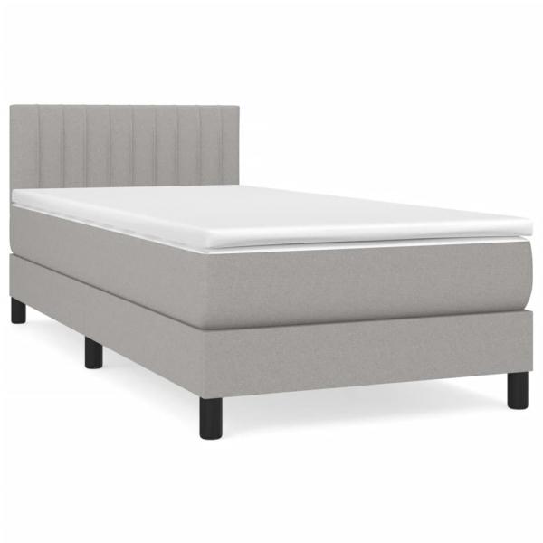 Boxspringbett mit Matratze Hellgrau 100x200 cm Stoff