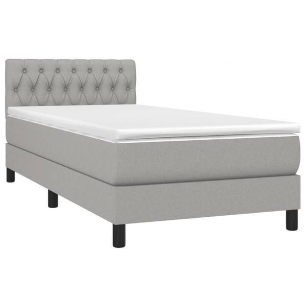 Boxspringbett mit Matratze Hellgrau 100x200 cm Stoff