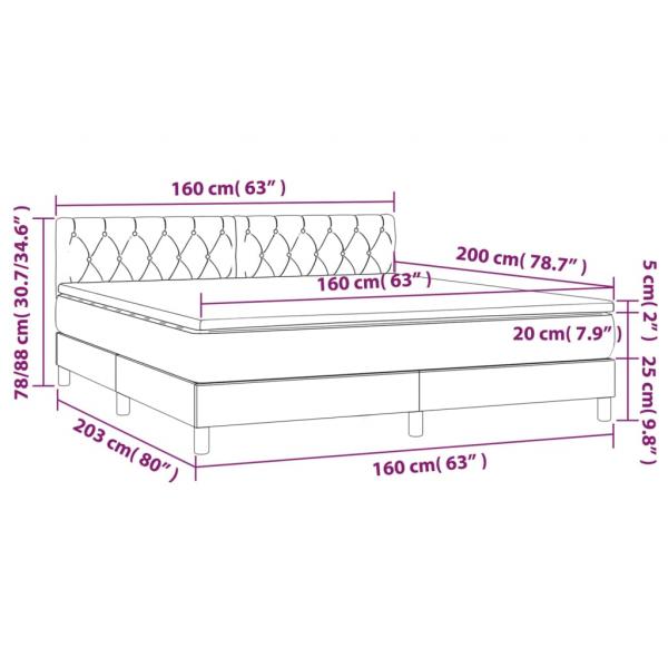 Boxspringbett mit Matratze Dunkelgrau 160x200 cm Stoff