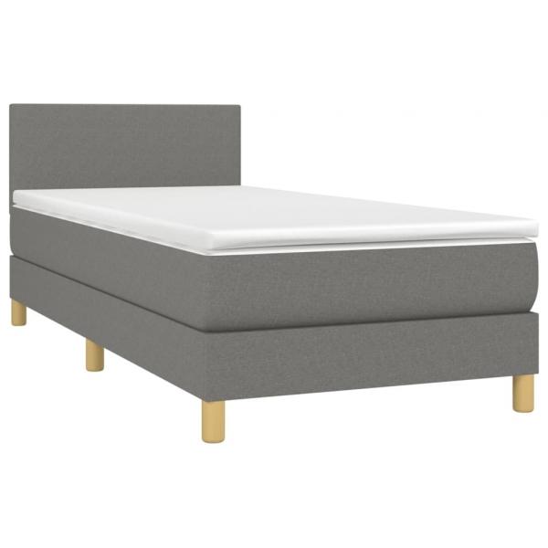 Boxspringbett mit Matratze Dunkelgrau 90x190 cm Stoff