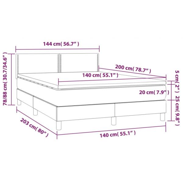 Boxspringbett mit Matratze Taupe 140x200 cm Stoff